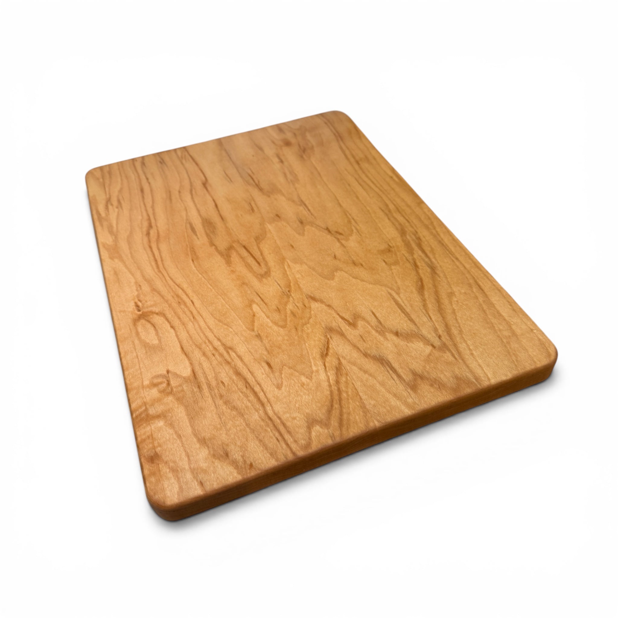 A 13x9.5 Maple cutting board with rounded corners and a natural light brown wood grain pattern, shown on a plain white background.