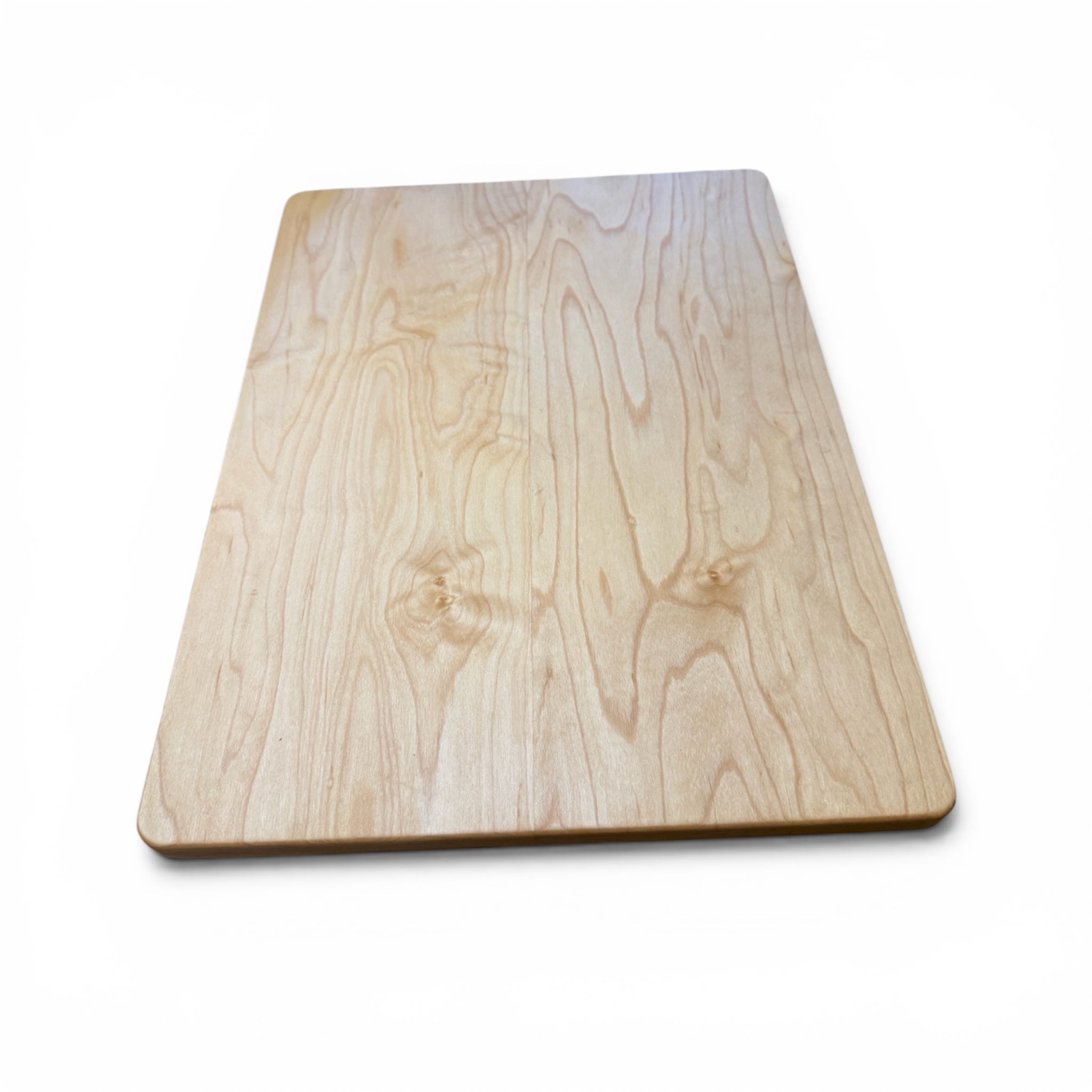 A 16x12 Maple cutting board with rounded corners, featuring a light natural wood grain pattern, shown on a plain white background.